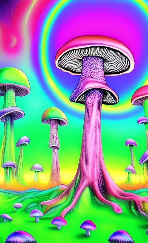 Mushroom Fantasy Aesthetic 🍄 Trippy Artificial Intelligence Art Wallpaper Aesthetic Trippy, Mushrooms Art, Artwork Colorful, Technology Art, Cosmic Art, Tech Art, 8k Wallpaper, Futuristic Art, Mushroom Art