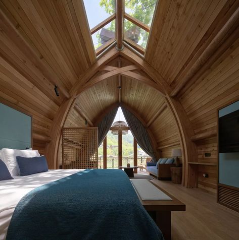 Prefab homes: Best designs of 2018 - Curbed Vaulted Ceiling Skylight, Ceiling Skylight, Arched Cabin, Quonset Hut, Chinese Interior, Design Institute, Cheap Holiday, Timber Structure, Wooden House