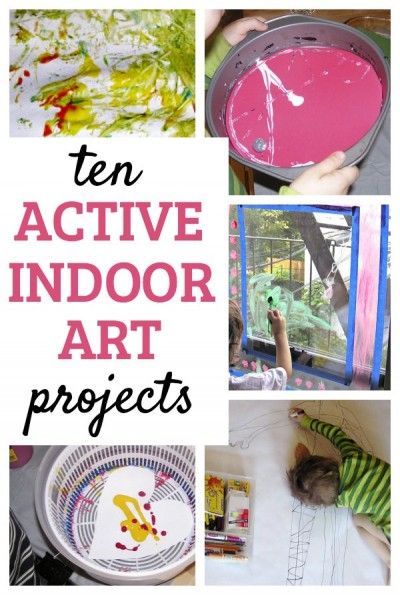 Indoor active art projects for kids are great boredom busters for rainy days and a perfect idea for kids who don't like to sit still and color in the lines. Outdoor Art Projects, Summer Art Activities, Toddler Art Projects, Art Projects For Kids, Toddlers And Preschoolers, Outdoor Activities For Kids, Stuck Inside, Indoor Fun, Rainy Day Activities