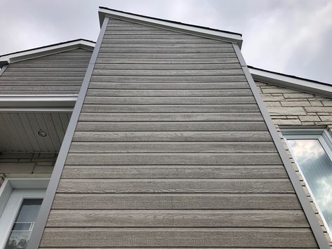 Gray siding colors (Gray Rustic) Kwp Siding, Siding Ideas Exterior, Wood Siding Colors, Composite Wood Siding, Grey Vinyl Siding, Engineered Wood Siding, Composite Siding, Wood Siding Exterior, Siding Ideas