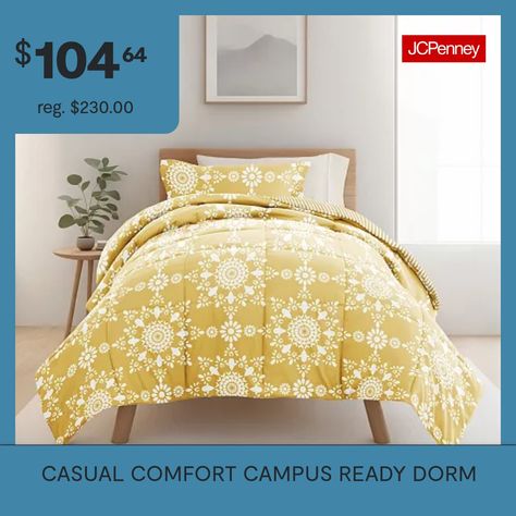 Get set for the semester with our campus ready dorm bedding bundle, designed to make any dorm room feel like home. This comprehensive set includes a vibrant patterned comforter and a matching solid sheet set, both crafted from soft, durable microfiber for ultimate comfort and ease of care. Also included are two plush pillows for extra support and a handy laundry bag for keeping things tidy. Perfect for busy students, this bundle combines style, comfort, and practicality, ensuring a restful slee… Patterned Comforter, Dorm Comforters, Yellow Sheets, Complete Bedding Set, Twin Xl Comforter, Feel Like Home, Colour Pattern, Bedding Stores, Dorm Bedding