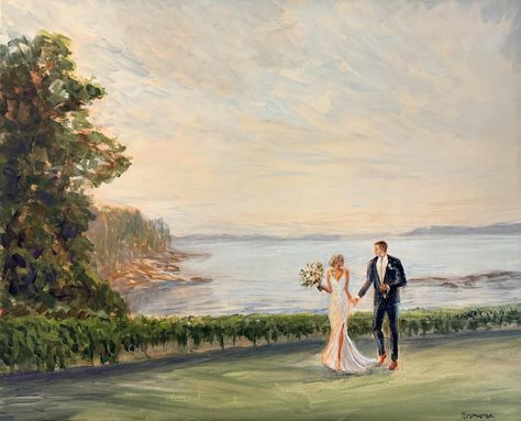 ✨Just married! ✨ This painting captures the moment as they begin their new life together- the first steps they take as husband and wife, at the beautiful oceanfront Misselwood Manor. (20” x24” acrylic on canvas, painted live. Swipe to see the progression!) @jo_shea4 The amazing wedding professionals: Venue: @misselwoodevnts Photo & video: @jillmacphotography & @emilyteresaphotography DJ: @levitateweddings Hair: @hairbypaige725 Makeup: @jacquelynsabella Florist: @naturesdesignflower... Live Painting Wedding, Wedding Artist, Live Wedding Painting, Wedding Painter, Wedding Painting, Massachusetts Wedding, Something Blue Wedding, Live Painting, Artistic Wedding