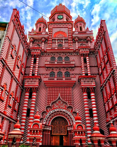 Jami Ul-Alfar Mosque also known as Red Mosque is a historic mosque situated on Second Cross Street in Pettah, Colombo. It is one of the oldest mosques in Colombo and hence attracts many visitors and tourists. Photo Credit @tharindudes Red Mosque Colombo, Red Mosque, Mecca Masjid, Amazing Places To Travel, Agra Fort, Sri Lanka Travel, Blue Mosque, Asian Countries, Islamic Quotes Wallpaper