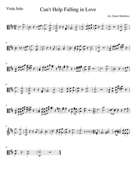 Print and download in PDF or MIDI Can't Help Falling in Love. An unaccompanied viola arrangement of the classic pop ballad "Can't Help Falling in Love". Alto Clef Sheet Music Viola, Viola Music Sheets, Viola Songs, Popular Piano Sheet Music, Viola Music, Viola Sheet Music, Free Printable Sheet Music, Cello Sheet Music, Can't Help Falling In Love