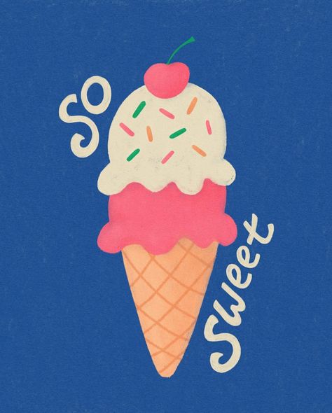 Aesthetic Food Stickers, Ice Cream Illustration Design, Ice Cream Cone Illustration, Soft Illustration, Ice Cream Vintage Illustration, Cone Illustration, Ice Cream Graphic Design Illustrations, Cute Ice Cream Cone Illustration, Soft Serve Ice Cream Illustration