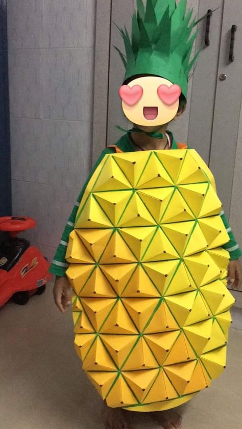 Pineapple Fancy Dress For Kids, Cauliflower Costume, Fruits Fancy Dress For Kids, Pineapple Fancy Dress, Diy Fruit Costume, Dragon Fancy Dress, Pineapple Costume Diy, Fruit Fancy Dress, Fancy Dress Costumes Kids