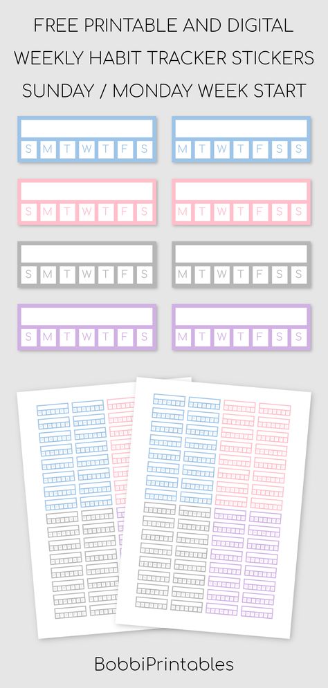 Weekly Habits Tracker, Weekly Habit Tracker Template, Week Habit Tracker, Calendar Goals, Habit Tracker Stickers, Habit Tracker Weekly, Planner Monthly Layout, Weekly Tracker, Weekly Habit Tracker