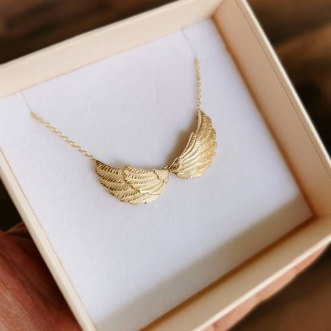 Angel Wings Pendant, Golden Angel, Cat Necklace Silver, Angel Wings Jewelry, Wing Jewelry, Modern Gold Jewelry, Gold Wing, Angel Wing Necklace, Angel Wing Pendant