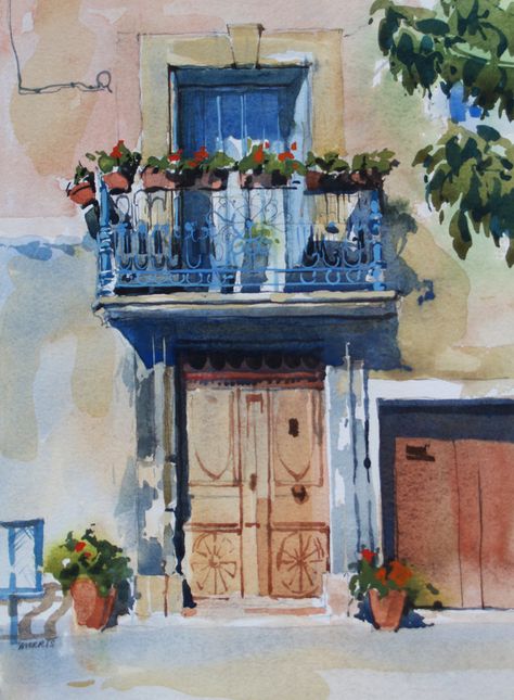 Italy Sketches, David Morris, Architecture Artists, Forest Mural, Gcse Art Sketchbook, Watercolor Pictures, The Balcony, Watercolor Drawing, Daily Paintworks