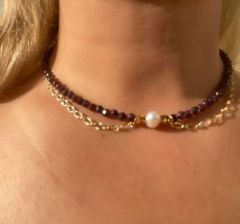 Garnet Choker, Red Garnet Jewelry, Red Garnet Necklace, Red Beaded Necklace, Gemstone Choker, Statement Choker, Gemstone Beaded Necklace, Garnet Necklace, Garnet Jewelry