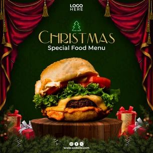 christmas food menu social media post template design with green background#pikbest# Christmas Food Social Media Post, Christmas Social Media Design, Christmas Holiday Food, Christmas Banner Design, Post Template Design, Social Media Post Template, Holiday Recipes Christmas, Christmas Banners, Food Poster