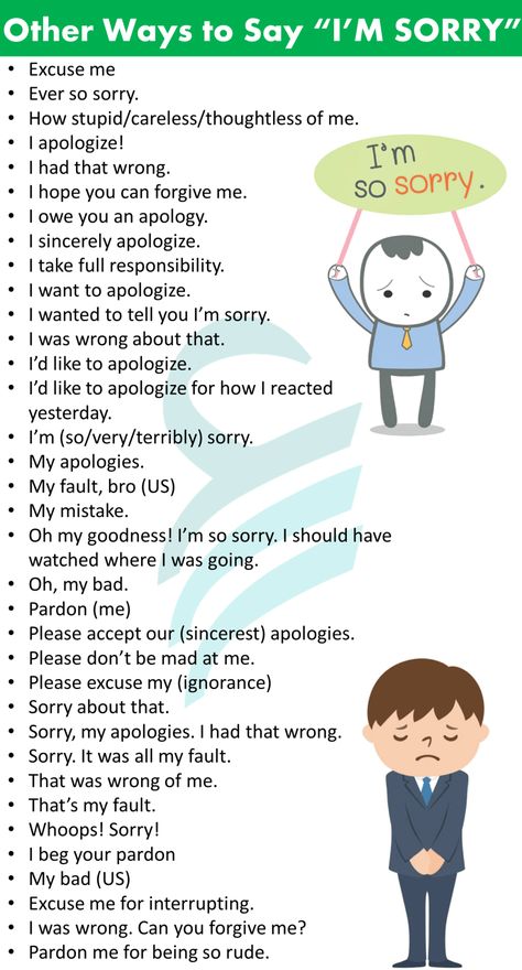 Ways To Say Sorry, English Speaking Book, Basic English Sentences, Say Sorry, English Transition Words, Advanced English Vocabulary, Other Ways To Say, English Phrases Idioms, English Learning Spoken