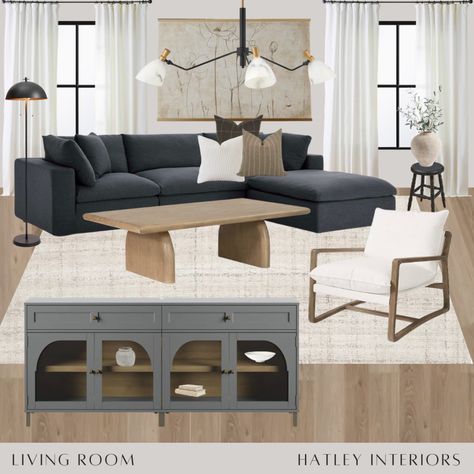 Dark Grey Couch Color Scheme, Taupe Decor, Dark Grey Sofa Living Room, Living Room Design Blue, Gray Sectional Living Room, Blue Grey Living Room, Taupe Living Room, Blue Sofas Living Room, Blue Couch Living Room