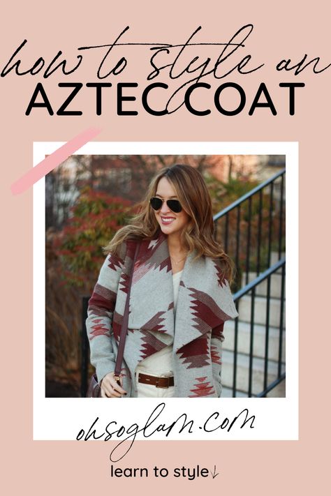 Visit here to learn how to style an aztec coat on Oh So Glam! If you are looking for chic aztec coat style ideas for women, then this is the blog post for you. Get inspired by these stylish aztec coats for women. There is nothing more fun than wearing aztec coat outfits to dress up a look. Be sure to try and wear this aztec fashion that is boho for women. You will no regret buying a fun aztec jacket for women for your outfits this year either. Aztec Shacket Outfit, Print Coat Outfit, Street Wear Aesthetic Outfits, Sherpa Outfit, Street Wear Aesthetic, Free People Boots, Aztec Jacket, Yankee Doodle, Warrior Outfit