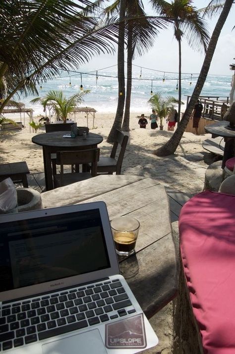 Working On Vacation Laptop, Work From Wifi Aesthetics, Travel Agent Job Aesthetic, Travel While Working Remote, Travelling For Work Aesthetic, Working On The Beach Laptop, Workcation Aesthetic, Work At The Beach, Remote Work Travel