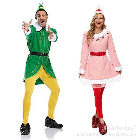 Jovie Elf, Green Suit For Women, Buddy The Elf Costume, Santa's Helper Costume, Cosplay Elf, Elf Costumes, Buddy Elf, Costume Couple, Christmas Elf Costume