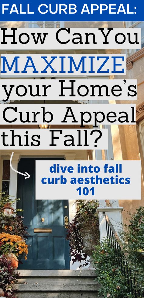 Front door adorned with autumn-themed decorations, illustrating the concept of maximizing a home's curb appeal during the fall season. Aesthetic Yard, Fall Lawn Maintenance, Fall Curb Appeal, Fall Lawn Care, Fall Lawn, Front Yards Curb Appeal, Lawn Maintenance, Fall Front, Fall Aesthetic