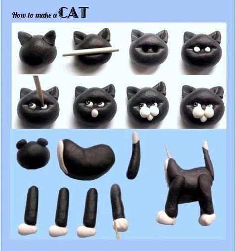 fondant cat - for mums bday #fondantcake Kitten Cake, Birthday Cake For Cat, Face Tutorial, Cat Cake Topper, Zebra Cake, Fondant Animals, Animal Cakes, Modeling Chocolate, Fondant Decorations