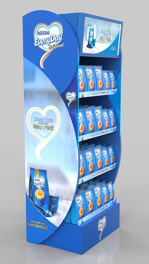 Nestle Everyday Gondola Posm Display Design, Pos Design, Shelves Display, Store Shelves, 3d Product, Product Display, Display Design, Stand Design, Visual Merchandising