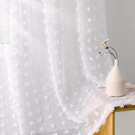 Amazon.com: Guken White Sheer Curtains 84 Inch Length 2 Panels Sets for Living Room Bedroom 38 Inch Width White Farmhouse Boho Drapes White Pom Pom Curtains Tufted Semi Sheer Nursery Kids Rod Pocket 38x84 Long : Home & Kitchen Boho Drapes, Rideaux Boho, Pom Pom Curtains, Cortinas Boho, Shabby Chic Boho, White Drapes, White Sheer Curtains, Farmhouse Curtains, Nursery Curtains