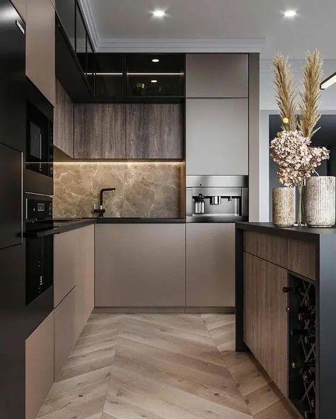 Taupe Kitchen, Beige Kitchen, Modern Kitchen Interiors, Kitchen Interior Design Decor, Kitchen Interior Design Modern, House Design Kitchen, Kitchen Design Decor, Grey Kitchens, Kitchen Room Design