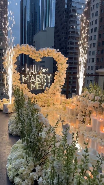 Candle Walkway, Mirror Walkway, Flower Proposal, White Flower Arrangements, Acrylic Signs, Yes But, Mirror Reflection, Four Days, A Penny