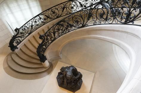 size: 24x16in Photographic Print: Circular Staircase with the Statue Ugolino and His Son by Jean-Baptiste Carpeaux by G & M Therin-Weise : Cuisine Circular Staircase, Metal Staircase, Round Stairs, Luxury Staircase, Circular Stairs, Iron Staircase, Tattoo For Son, Interior Remodel, Staircase Railings