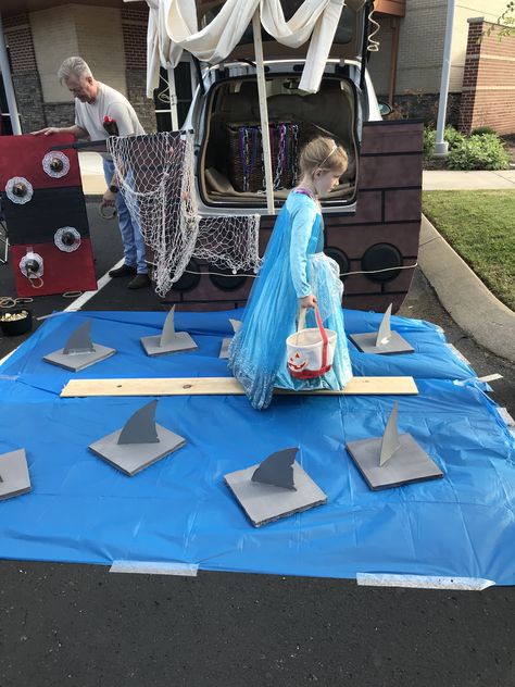 Hawaiian Theme Trunk Or Treat, Shark Theme Trunk Or Treat, Pirate And Mermaid Trunk Or Treat, Underwater Theme Trunk Or Treat, Trunk Or Treat Beach Theme, Trunk Or Treat Under The Sea Theme, Shark Trunk Or Treat Ideas For Cars, Trunk Or Treat Ocean Theme, Underwater Trunk Or Treat