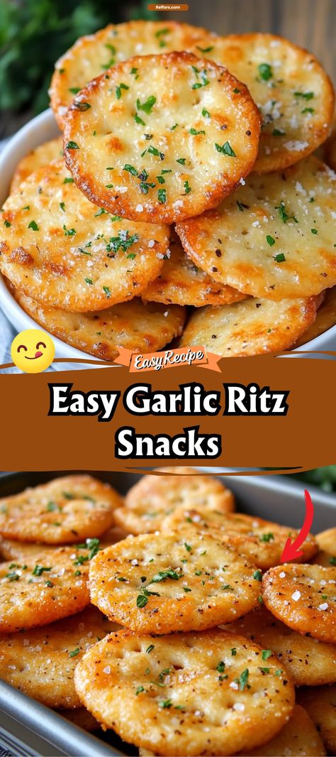 Garlic Ritz Snacks Garlic Butter Ritz Bits, Garlic Crackers Easy Recipes, Garlic Butter Ritz Crackers, Garlic Ritz Bits Crackers, What To Do With Ritz Crackers, Ritz Cracker Fingerfood, Firecracker Ritz Crackers, Ritz Cheese Cracker Recipes, Appetizer Recipes Using Ritz Crackers