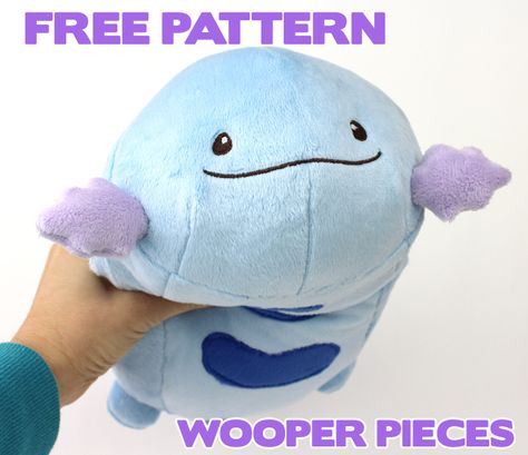 Free Pokemon plush sewing pattern: Wooper pieces Diy Toys Sewing, Wooper Pokemon, Stuffed Animal Ideas, Make A Stuffed Animal, Plushies Diy, Diy Plush Toys, Pokemon Diy, Animal Ideas, Pokemon Craft