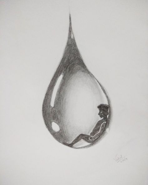 Realistic Raindrop Drawing, Teardrop Aethstetic, Water Drops Sketch, Tear Drops Drawing, Tear Drawings Easy, Rain Drawing Tutorial, How To Draw A Tear Drop, How To Draw Raindrops, Raindrop Tattoo Water Droplets