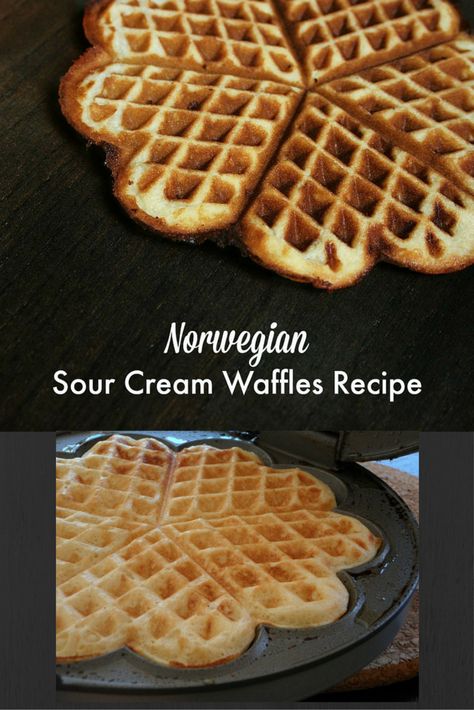 Danish Waffles, Norwegian Waffles Recipe, Winter Waffles, Sweet Cream Waffles, Sourdough Belgian Waffles, Sour Cream Waffles, Scandinavian Baking, The Isle Of The Lost, Norwegian Waffles