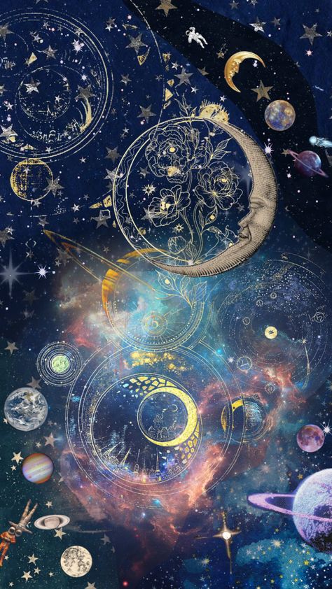 #constellations #stars #outerspace #space #astronaut #astronomy #gears #clockwork but make it #celestial Meeting Celebrities, Witchy Wallpaper, Space Astronaut, Photo Art Frame, Whatsapp Wallpaper, Celestial Art, Fantasy Images, Beautiful Dark Art, Cool Wallpapers Art