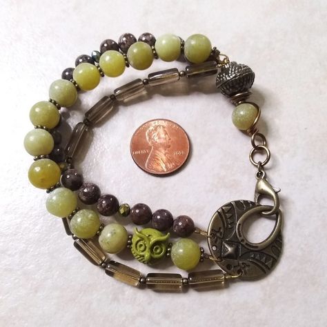 Handmade By Natureloversjewelry! Introducing A Triple Strand Fall Or Autumn Bracelet, Featuring Semi-Precious Beads, A Cute Little Owl And An Easy To Manage Larger Clasp! Perfect For A Nature Lover, A Green Or Woodland Or Hedge Witch, The Family Matriarch [Wise Owl!], A Woman That Hunts, Hikes, Or Works In A Land Conservatory Position And So Much More... About This Bracelet: Length: 8.25" - Relaxed Fit For 7" Wrist, Comfortable Fit For 7.5" Wrist. Semi-Precious Beads: Earthy Dark Brown Jasper, F Fall Or Autumn, White Beads Bracelet, Brown Jasper, Owl Bracelet, Autumn Bracelet, Micro Beads, Hedge Witch, Cluster Bracelets, Hematite Bracelet