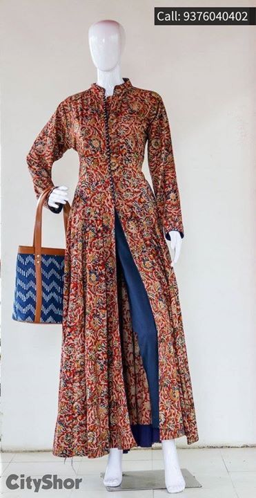 Kalamkari Kurti, Kalamkari Dress, Kalamkari Design, Kalamkari Dresses, Indian Kurti, Long Kurta, Simple Kurta Designs, Simple Kurti Designs, Long Kurti Designs