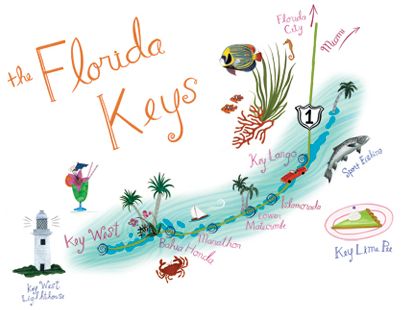 Sketch a map with dive sites, Dry Tortugas, statue at Pennecamp?  Someday, not today. Florida Keys Map, Map Illustrations, Dry Tortugas, Florida Art, Florida Girl, The Florida Keys, Hand Drawn Lettering, Key West Florida, Old Florida