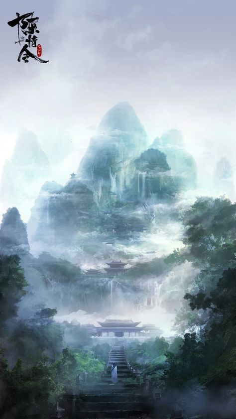 Futurisme Retro, Asian Landscape, Arte 8 Bits, Chinese Landscape, Fantasy Art Landscapes, The Untamed, Arte Fantasy, Fantasy Landscape, Scenery Wallpaper