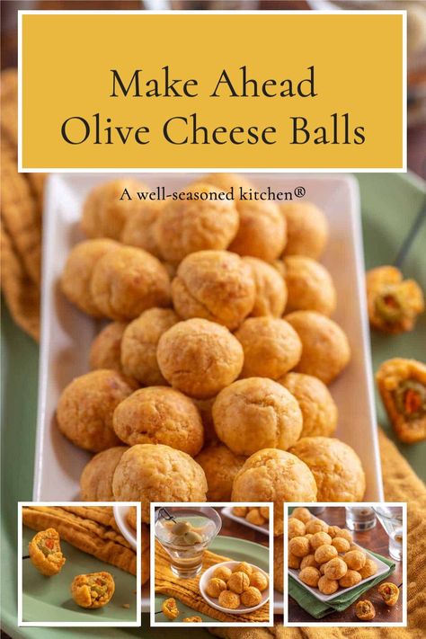 Baked Cheese Balls Appetizers, Olive Cheese Balls Appetizers, Cheese Olive Balls, Olive Stuffed Cheese Balls, Olive Snacks Appetizers, Olive Cheese Puffs, Olive Balls Appetizers, Hot Olives Appetizer, Fried Green Olives