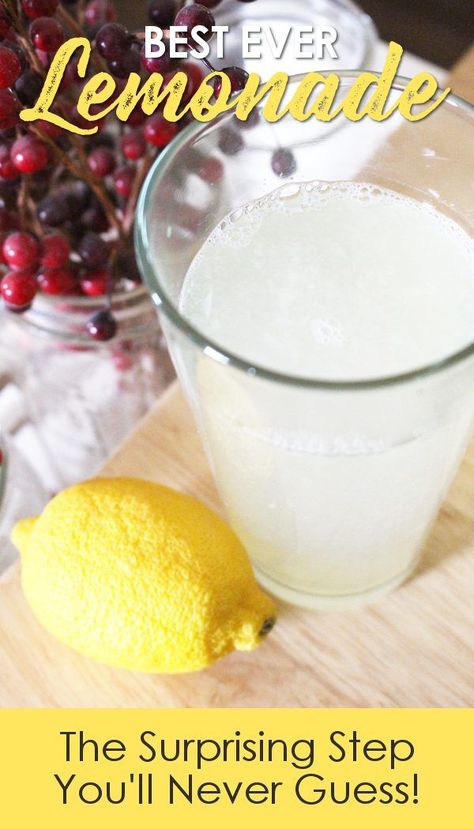 This lemonade is the best homemade recipe you will ever try! With a surprising step you'll never guess, this will be a new family favorite this summer! Try it today! This easy recipe with lemon juice is a healthy alternative to those made with simple syrup. You can make a gallon for a crowd or a single serving. Save this pin for fresh lemonade in your home! #Recipes #FromScratchRecipes #Drinks #Lemonade #AModernHomestead Homemade Lemonade With Simple Syrup, Lemonade Recipe With Country Time, Fresh Lemonade Recipe Gallon, Homemade Lemonade Recipe Gallon, Real Lemonade Recipe, Simple Syrup Lemonade Recipe, Best Lemonade Recipe, Fresh Lemonade Recipe, The Best Lemonade