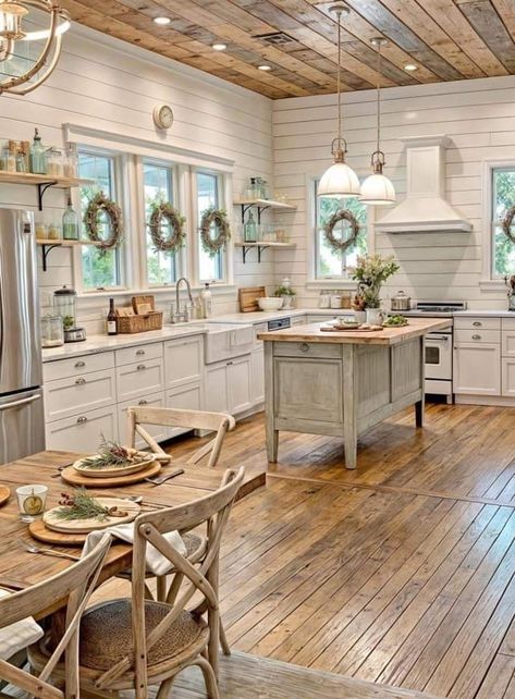 Houses Bedroom, Home Office Inspiration, Christmas Decorating Ideas, Farmhouse Kitchen Design, Stovetop Potpourri, Kitchen Redo, Cottage Kitchen, Farmhouse Kitchen Decor, Minecraft Houses