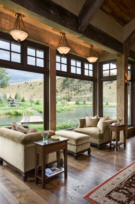 Floor-to-ceiling windows cause an outside feel and capture fragile or vibrant modifications in weather condition while upgrading the interiors with a natural atmosphere.  Tags: floor to ceiling windows, french door, apartment window ideas, floor to ceiling window curtain #windows #curtain Window Nook, Colorado House, Rustic Window, Nook Ideas, Craftsman Style Homes, Craftsman Style House Plans, Timber Frame Homes, Big Windows, Small Cabin