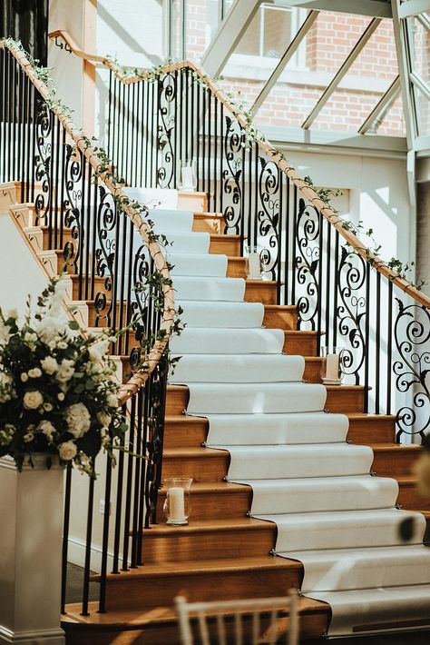 Mansion Staircase, Ceremony Layout, Botleys Mansion, Mansion Wedding Venues, Stone Stairs, Peacock Wedding, Mansion Wedding, Driveway, Wedding Inspo