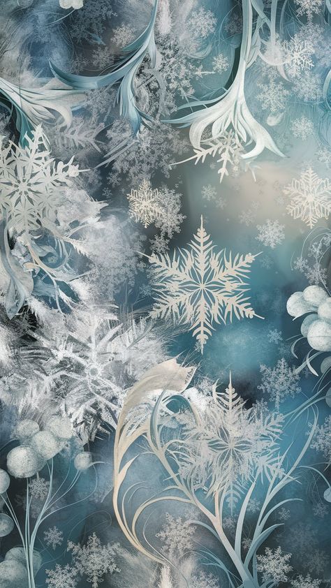 Immerse yourself in a mesmerizing winter scene adorned with delicate patterns reminiscent of frost-kissed surfaces. This wallpaper blends Art Nouveau's flowing lines with Impressionism's light play, featuring icy blues, soft whites, and muted silvers. Evoke tranquility and wonder as you experience the dreamlike beauty of a serene snowfall. Perfect for winter decor and seasonal themes. #SnowflakeWallpaper #WinterDesign #ArtNouveau Ice Skating Wallpaper, Porcelain Corset, Snowflake Wallpaper, Printable Background, Christmas Backgrounds, Candle Cover, Winter Background, Wall Papers, Winter Wallpaper