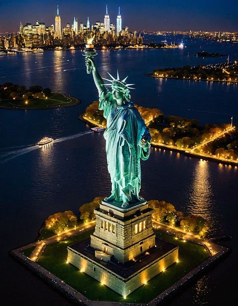 Statue Of Liberty Art, New York Statue Of Liberty, City Scenery, New York Statue, American Flag Wallpaper, Spa Rooms, Flag Wallpaper, The Statue Of Liberty, Usa States