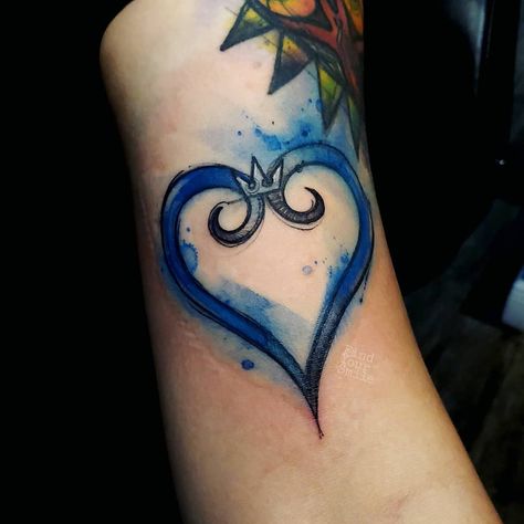 Hearts Tattoo Designs, Disney Watercolor Tattoo, Kingdom Hearts Tattoo, Barbie Tattoo, Beauty And The Beast Tattoo, Kingdom Hearts Wallpaper, Hearts Tattoo, Tattoo Watercolor, Heart Tattoo Designs