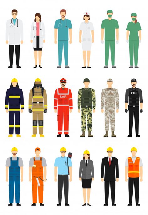 Different Jobs Illustration, Flat Character Design, Carton Design, People Design, Design Jobs, Graphic Editing, Reference Poses, Business People, Flat Icon