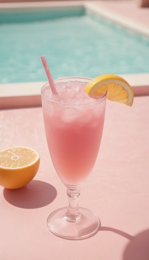 Refreshing pink lemonade to beat the summer heat Refreshing Aesthetic Pictures, Light Pink Summer Aesthetic, Pink Summer Vibes, Strawberry Lemonade Aesthetic, Aesthetic Drink Pictures, Chip Aesthetic, Pink Lemonade Aesthetic, Summer Notion, Aesthetic Lemonade