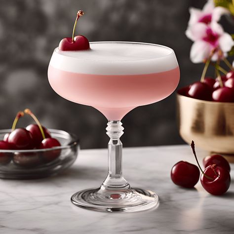 Ingredients: Gin:2 oz · Grenadine:0.5 oz · Lemon Juice:0.5 oz · Egg White:1 · Garnish:Maraschino Cherry:1 Pink Lady Cocktail, Sour Cocktails, Sweet Martini, Ramos Gin Fizz, Juice Cocktails, Gin Sour, Singapore Sling, French 75, Pisco Sour