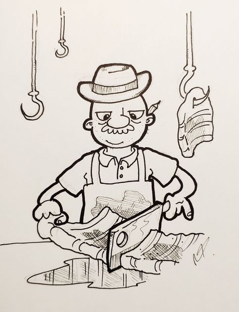 Butcher Drawing, Mr Smith, Art Drawing, Chopper, Oh My, Doodles, Drawings, Art