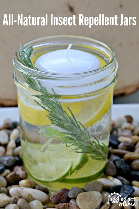 All-Natural Insect Repellent Jars are perfect centerpieces for keeping the bugs away during your summer gatherings Floating Citronella Candles, Homemade Bug Repellent, Mosquito Repellent Candle, Diy Bug Repellent, Mosquito Repellent Homemade, Diy Mosquito Repellent, Mason Jar Luminaries, Diy Essential Oil Recipes, Summer Centerpieces